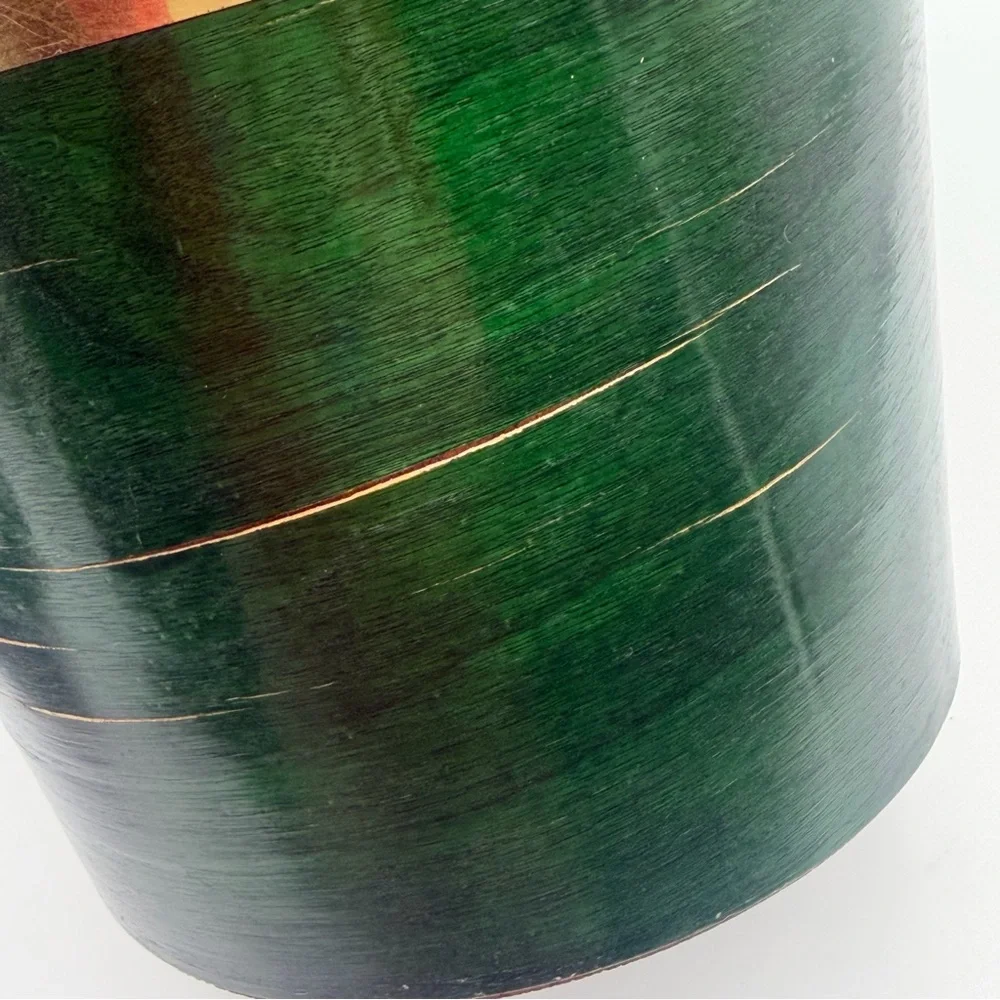 Vintage Ice Bucket Mid Century Modern Green with Gold Trim Plastic Liner